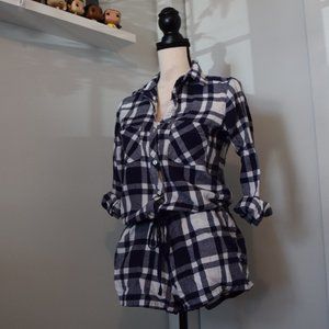 Aerie | Blue Plaid Flannel Sleep Romper